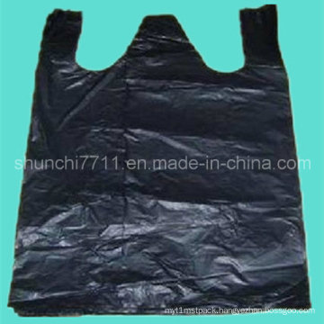 Black Plastic Vest Bag for Shopping